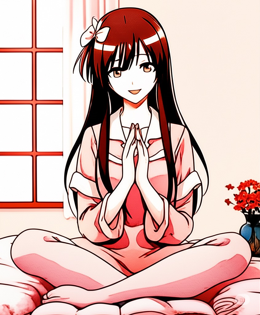 上半身はきっちり、下半身はパジャマのオンライン面接の就活女子（Before）