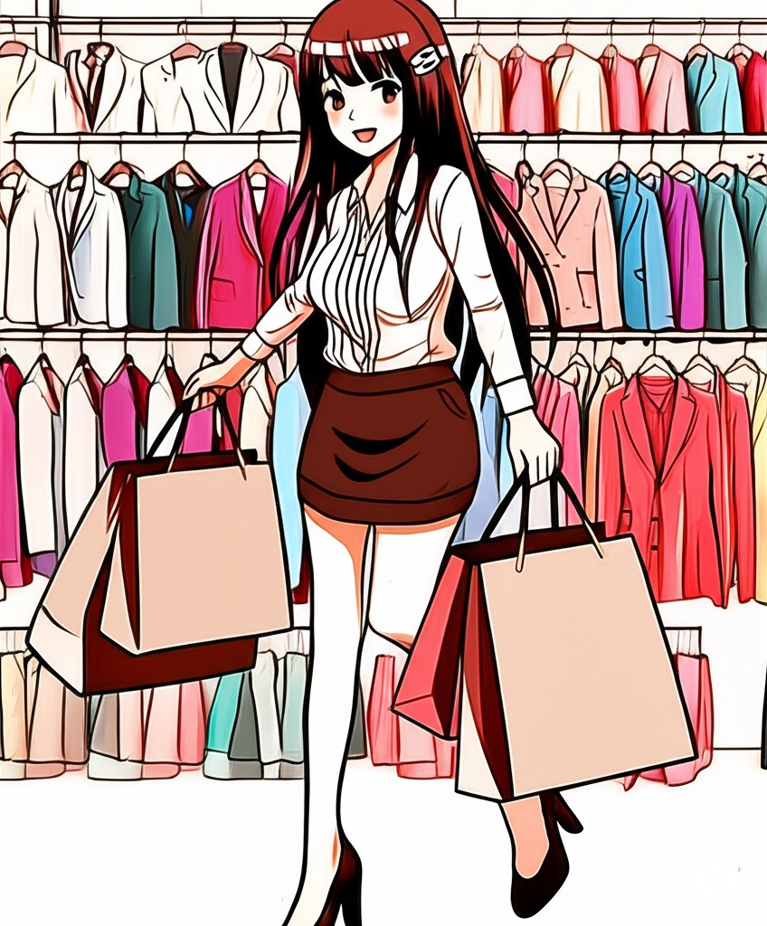 きちんとしていながら、自分らしいアクセサリーなどで洗練された印象の就活女子のイラスト(After)