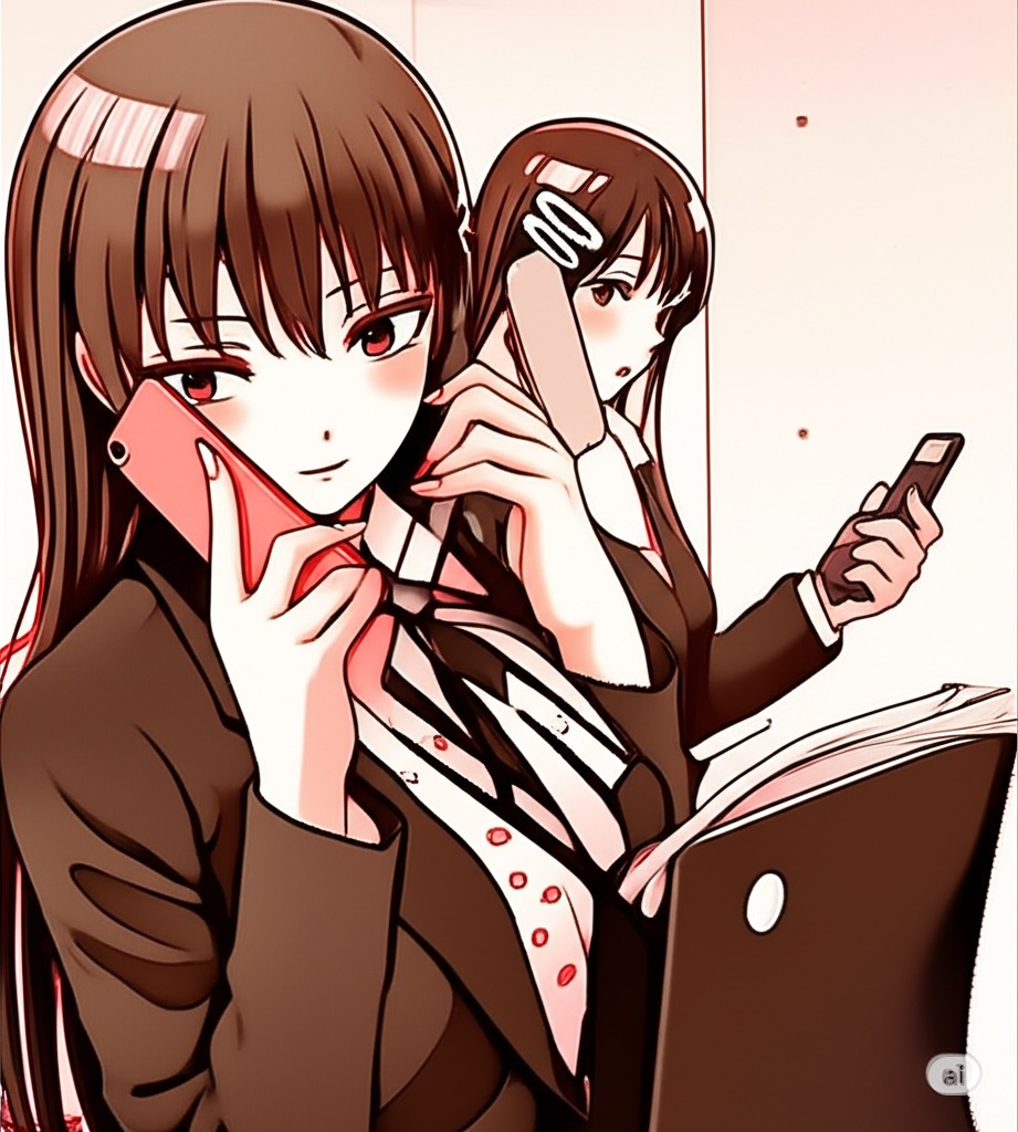 苦手な様子の同僚と、感情的にならずに笑顔で接するえり先輩のイラスト